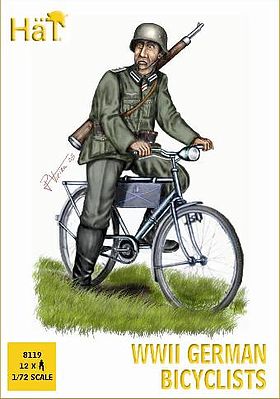 Hat WWII German Bicyclists Plastic Model Military Figure Set 1/72 Scale #8119