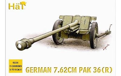 Hat WWII Germans Pak36r Plastic Model Military Figure Kit 1/72 Scale #8156