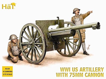 Hat US Artillery WWI Plastic Model Weapon Kit 1/72 Scale #8158