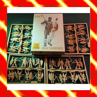 HAT 8191 1/72 Zulu Warriors 32 Unpainted Plastic Figures Toy Soldiers FREE SHIP 