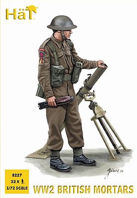 Hat WWII British Mortar Team Plastic Model Military Figure Set 1/72 Scale #8227