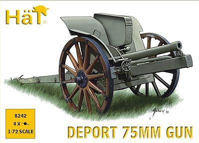 Hat WWI Italian 75mm Deport Gun Plastic Model Weapon Kit 1/72 Scale #8242
