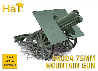 Hat WW-I Skoda 75mm Mountain Gun Plastic Model Weapon Kit 1/72 Scale #8244