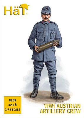 Hat WW-I Austrian Artillery Crew Plastic Model Military Figure Set 1/72 Scale #8258