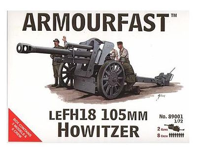 Hat LeFH18 105mm Howitzer with Crew Plastic Model Military Vehicle Kit 1/72 Scale #89001