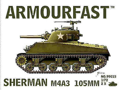 Hat M4A3 Sherman 105mm Tank Plastic Model Military Vehicle Kit 1/72 Scale #99015