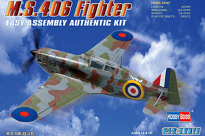 HobbyBoss MS.406 French Fighter Plastic Model Aircraft Kit 1/72 Scale #80235