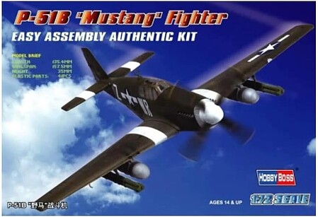 HobbyBoss Easy Build P-51B Mustang Plastic Model Airplane Kit 1/72 Scale #80242