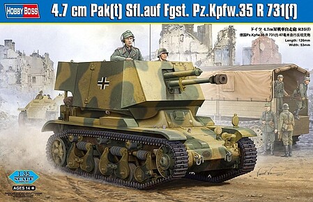 HobbyBoss 4.7cm PAK T SFL.AUF.FGST Plastic Model Military Vehicle Kit 1/35 Scale #83807