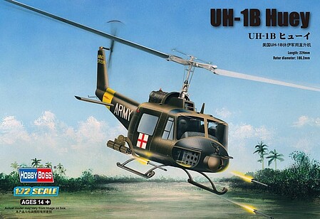 HobbyBoss UH-1B Huey Plastic Model Helicopter Kit 1/72 Scale #87228