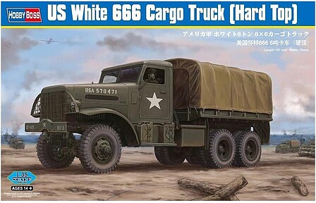 HobbyBoss US White 666 Cargo Hard Top Plastic Model Military Vehicle Kit 1/35 Scale #hy83801