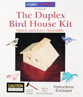 Hobby-Express Duplex Birdhouse Kit with PD Holes Wooden Bird House Kit #60004pd
