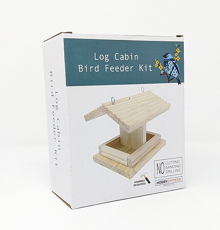 Hobby-Express Log Cabin Bird Feeder Kit Wooden Bird House Kit #60009