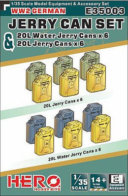 Hero-Hobby 1/35 WWII German Jerry Cans (6) & Water Jerry Cans (6)