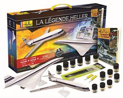 Heller Caravelle & Concorde Air France Airliners Plastic Model Airplane Kit 1/100 Scale #52324