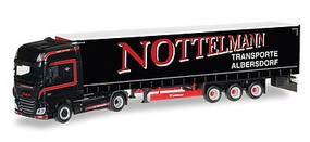 Herpa DAF XF SSC Tractor w/Canvas Trailer Assembled Nottelmann (black, red, white, German Lettering) Herpa DAF XF SSC Tractor w/Canvas Trailer Assembled Nottelmann (black, red, white, German Lettering)
