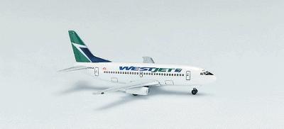 Herpa Boeing 737-200 NG WestJet Diecast Model Airplane 1/500 Scale #505789