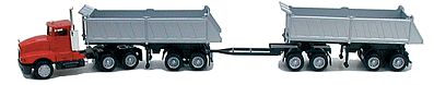 Herpa Kenworth T-600 3/Axle Conventional w/2-Axle Dump Trailer HO Scale Model Railroad Vehicle #6358