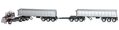 Herpa Peterbilt 367 Tractor with 2 Dump Trailers & Dolly HO Scale Model Railroad Vehicle #6530