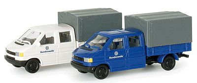 Herpa Volkswagen T4 King Cab Flatbed/Personnel Carrier HO Scale Model Railroad Vehicle #741934