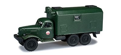 Herpa Zil Box-Body Truck - Assembled - Soviet Army (green) HO Scale Model Railroad Vehicle #744386