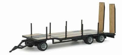 Herpa Goldhofer 3-Axle Flatbed w/Stakes & Ramps Trailer HO Scale Model Railroad Vehicle #76135