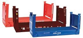 Herpa 20' Flat Container 3-Pack CMA CGM , TAL , Hamburg Sud HO Scale Model Railroad Vehicle #76579 Herpa 20' Flat Container 3-Pack CMA CGM , TAL , Hamburg Sud HO Scale Model Railroad Vehicle #76579