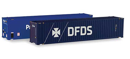 Herpa 45 Corrugated Container 2-Pack - Assembled 1 Each- P&O (blue) and DFDS (dark blue)