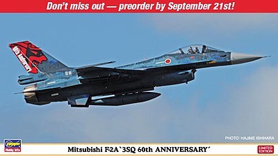 Hasegawa Mitsubishi F-2A 3SQ 60th Anniversary Plastic Model Airplane Kit 1/72 Scale #02261