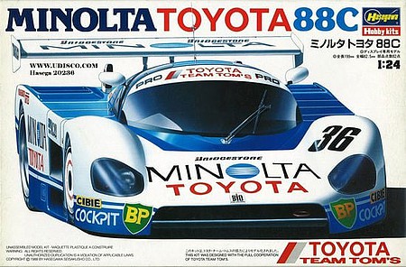 Hasegawa Minolta Toyota 88C Team Toms Race Car Plastic Model Car Kit 1/24 Scale #20236