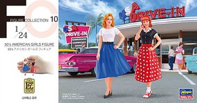 Hasegawa 1950's American Girls Figures (2) Plastic Model Celebrity Figure Kit 1/24 Scale #29110