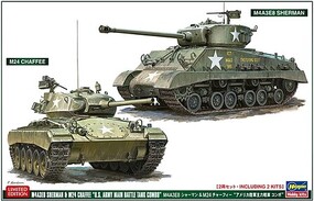 Hasegawa M4A3E8 Sherman & M24 Chaffee US Army (2 Kits) Plastic Model Tank Kit 1/72 Scale #30068