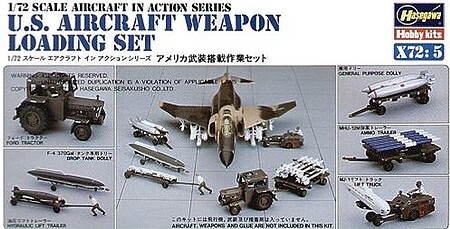 Hasegawa U.S. Aircraft Weapon Loading Set Plastic Model Military Diorama Kit 1/72 Scale