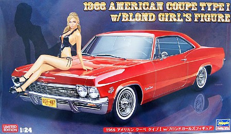 Hasegawa 1966 Chevy Impala Super Sport Car with Girl Figure Plastic Model Car Kit 1/24 Scale #52202