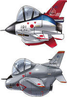 Hasegawa Eggplane F-2/T-4 ADTW 60th Anniversary (2 Kits) Plastic Model Airplane No Scale #60513 Hasegawa Eggplane F-2/T-4 ADTW 60th Anniversary (2 Kits) Plastic Model Airplane No Scale #60513
