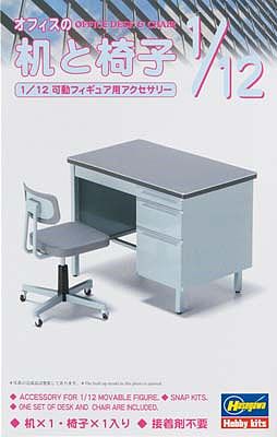 Hasegawa Office Desk & Chair Plastic Model Diorama 1/12 Scale #62003