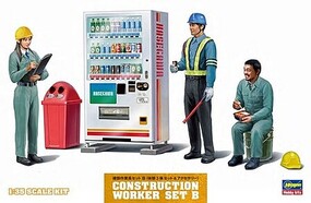 Hasegawa Set B Workers at Rest (3) w/Soda Machine Plastic Model Diorama Kit 1/35 Scale #66006