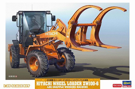 Hasegawa Hitachi ZW100-6 Log Grapple Wheel Loader Machinery Plastic Model Truck Kit 1/35 #66105