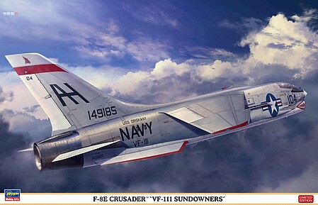 Hasegawa F8E Crusader VF111 Sundowners Fighter Plastic Model Airplane Kit 1/48 Scale #7524