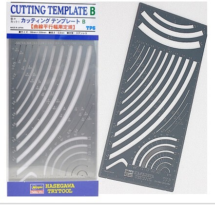 Hasegawa Scribing Template Curved Parallel Widths Hobby and Plastic Model Cutting Tool #tp6