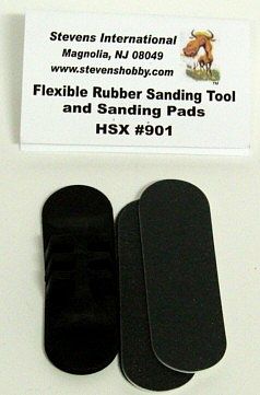 HObby-Stix Flexible Rubber Sanding Tool w/3 diff Waterproof Sanding Pads (Bagged)
