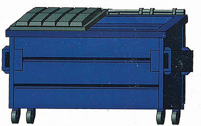 S Sn3 scale dumpsters blue bin w black lid/cover 5 pack 