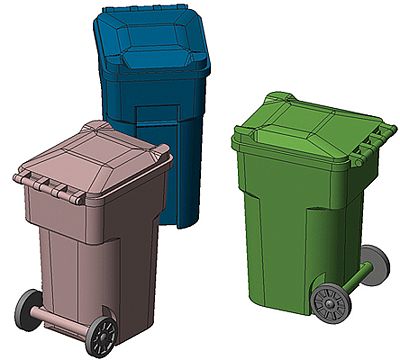 Hi-Tech HO Blue Recycling Trash Cans (6)