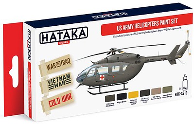 Hataka Red Line (Airbrush-Dedicated)- US Army Helicopter 1950s-Present Paint Set (6 Colors) 17ml Bottles