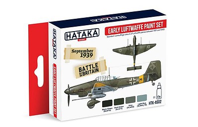 Hataka Red Line (Airbrush-Dedicated)- Early Luftwaffe 1937-40 Camouflage Paint Set (4 Colors) 17ml Bottles