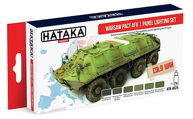 Hataka Red Line (Airbrush-Dedicated)- Warsaw Pact AFV Panel Lighting Paint Set (6 Colors) 17ml Bottles