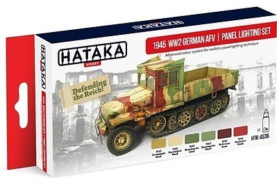 Hataka Red Line (Airbrush-Dedicated)- 1945 WWII German AFV Panel Lighting Paint Set (6 Colors) 17ml Bottles