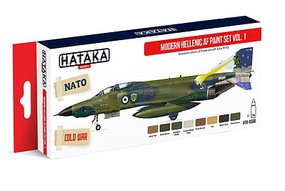 Hataka Red Line (Airbrush-Dedicated)- Modern Greek AF Since 1970s Vol.1 Paint Set (8 Colors) 17ml Bottles Hataka Red Line (Airbrush-Dedicated)- Modern Greek AF Since 1970s Vol.1 Paint Set (8 Colors) 17ml Bottles