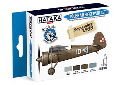 Hataka Blue Line (Brush-Dedicated)- Polish AF 1919-39 Camouflage Paint Set (4 Colors) 17ml Bottles