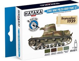 Hataka Blue Line (Brush-Dedicated)- Early WWII Polish Army 1939 Paint Set (4 Colors) 17ml Bottles Hataka Blue Line (Brush-Dedicated)- Early WWII Polish Army 1939 Paint Set (4 Colors) 17ml Bottles